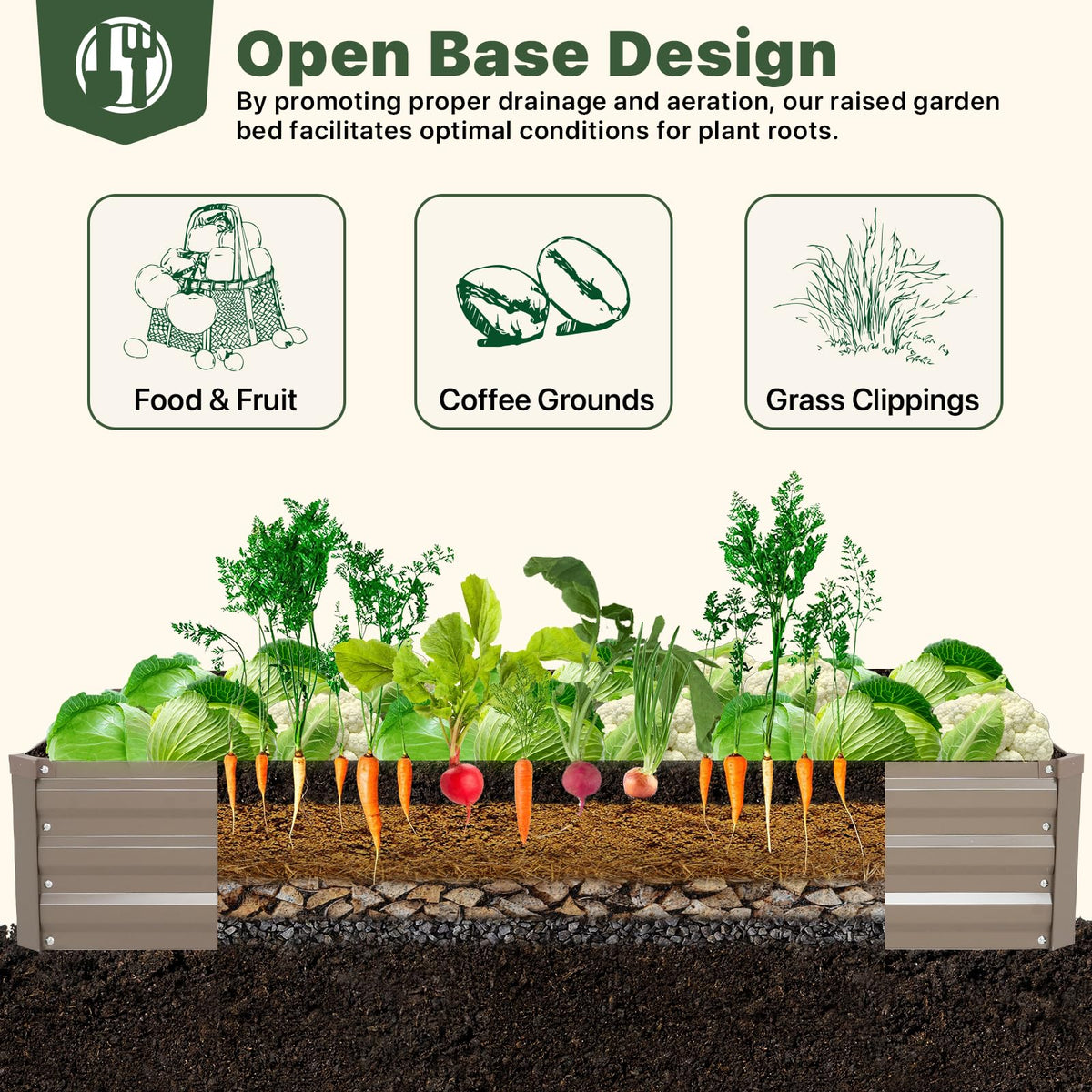 DTIG bed ideal for vegetables, herbs, and flowering plants outdoors