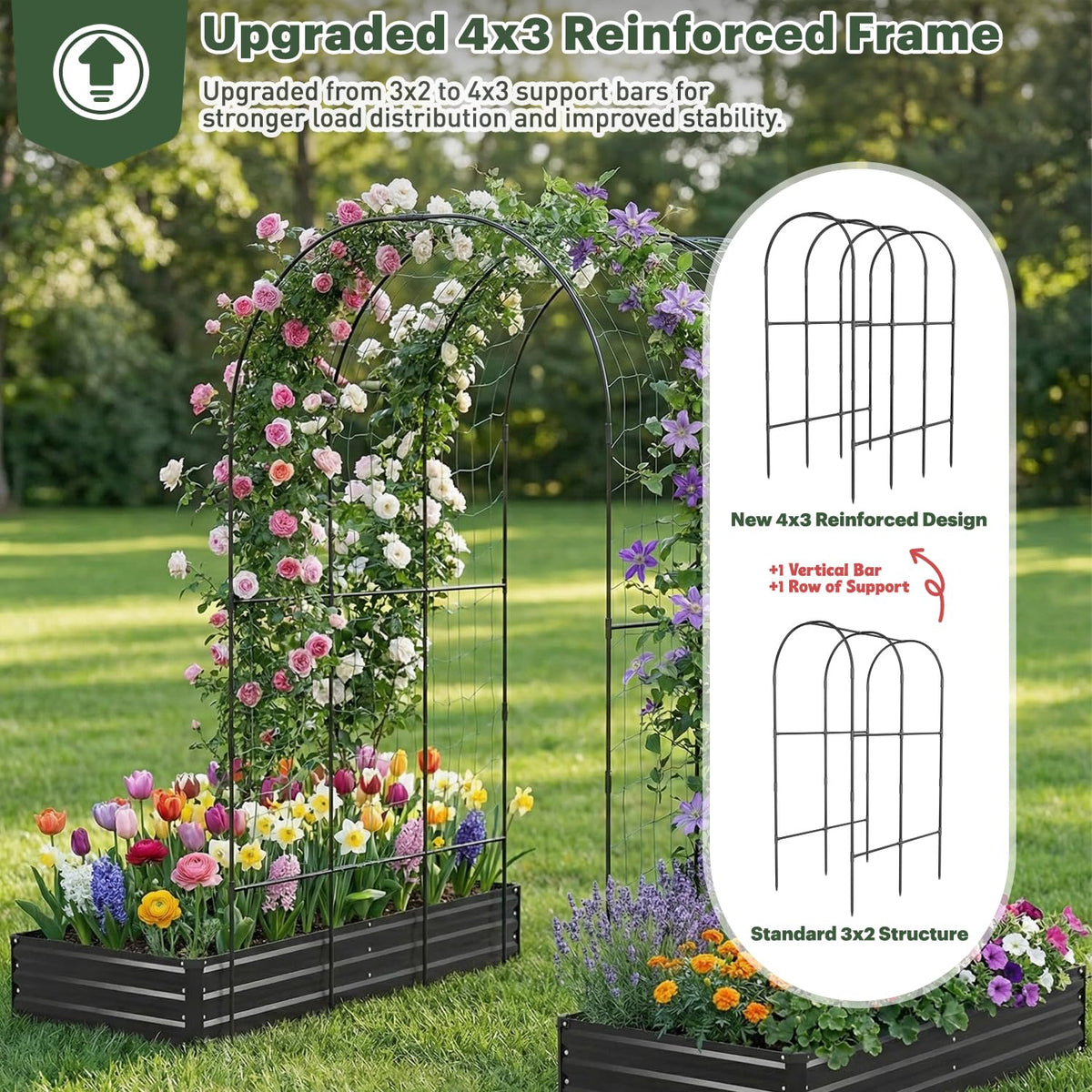 DTIG upgraded 4x3 trellis frame boosts stability for climbing crops