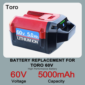 DTK 60V battery with LED gauge, quick charge status at a glance.