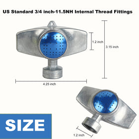 DTRK outdoor sprinkler showing hose connection with 3/4 inch thread.