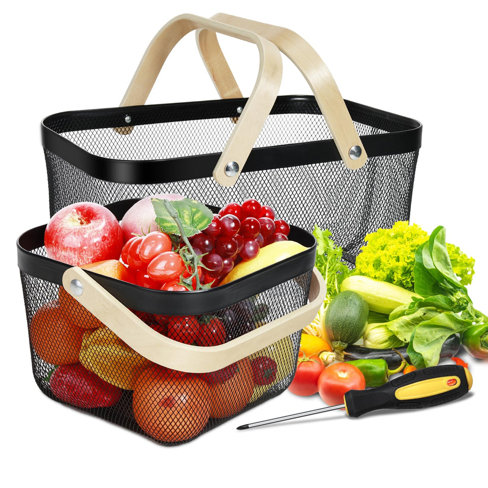 Dualshine garden harvest basket large with metal mesh for easy market gathering