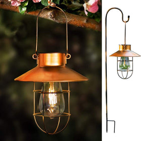 Dualshine shepherd hook with lantern hangs, ideal for versatile outdoor lighting.