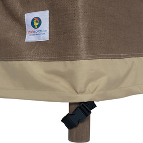 Duck Covers Elegant waterproof loveseat cover features breathable side panels to reduce condensation.