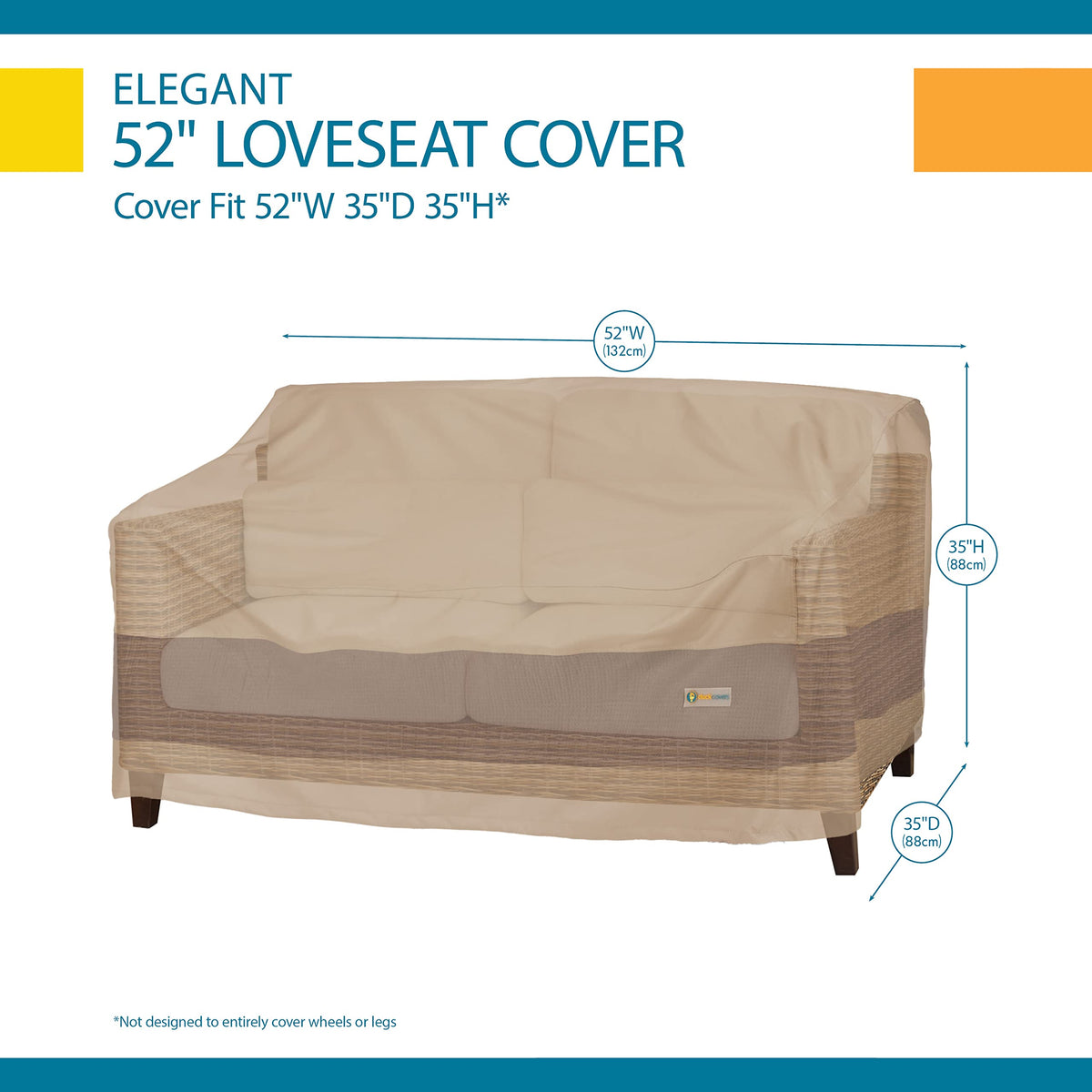 Duck Covers Elegant waterproof loveseat cover endures prolonged outdoor use with low maintenance.