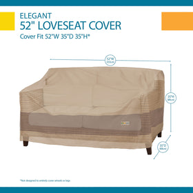 Duck Covers Elegant waterproof loveseat cover endures prolonged outdoor use with low maintenance.