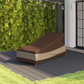 Duck Covers sturdy patio cover protects furniture through seasons and blustery days