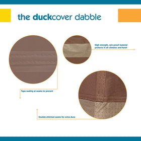 Duck Covers Ultimate chair cover on windy deck demonstrates secure fit.