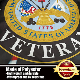 Ducuh army veteran flag showcases strong stitching for durability.