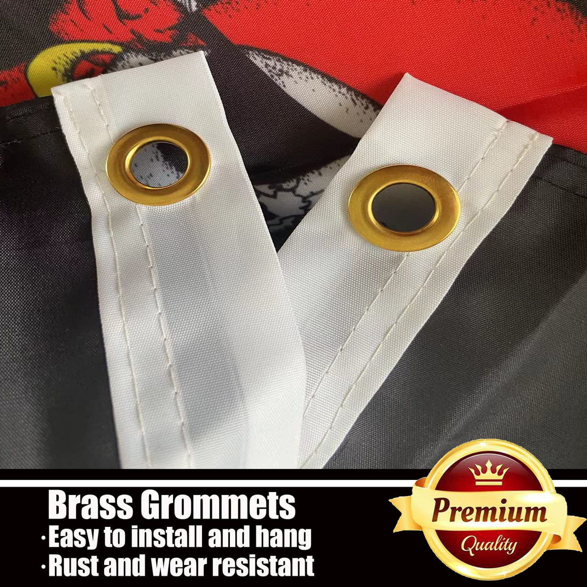 Ducuh flag featuring brass grommets for easy hanging on poles or walls
