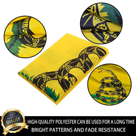 ducuh Don’t Tread on Me flag 3-ply fabric detail highlights durable polyester.