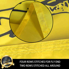 ducuh Don’t Tread on Me flag outdoors fluttering in wind for visibility.