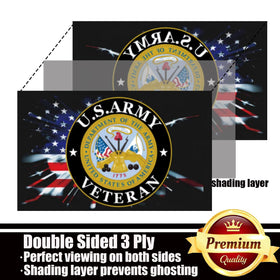 Ducuh double-sided army veteran flag 3-ply with reinforced stitching.