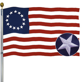 Ducuh Betsy Ross flag embroidery close-up for outdoor durability.