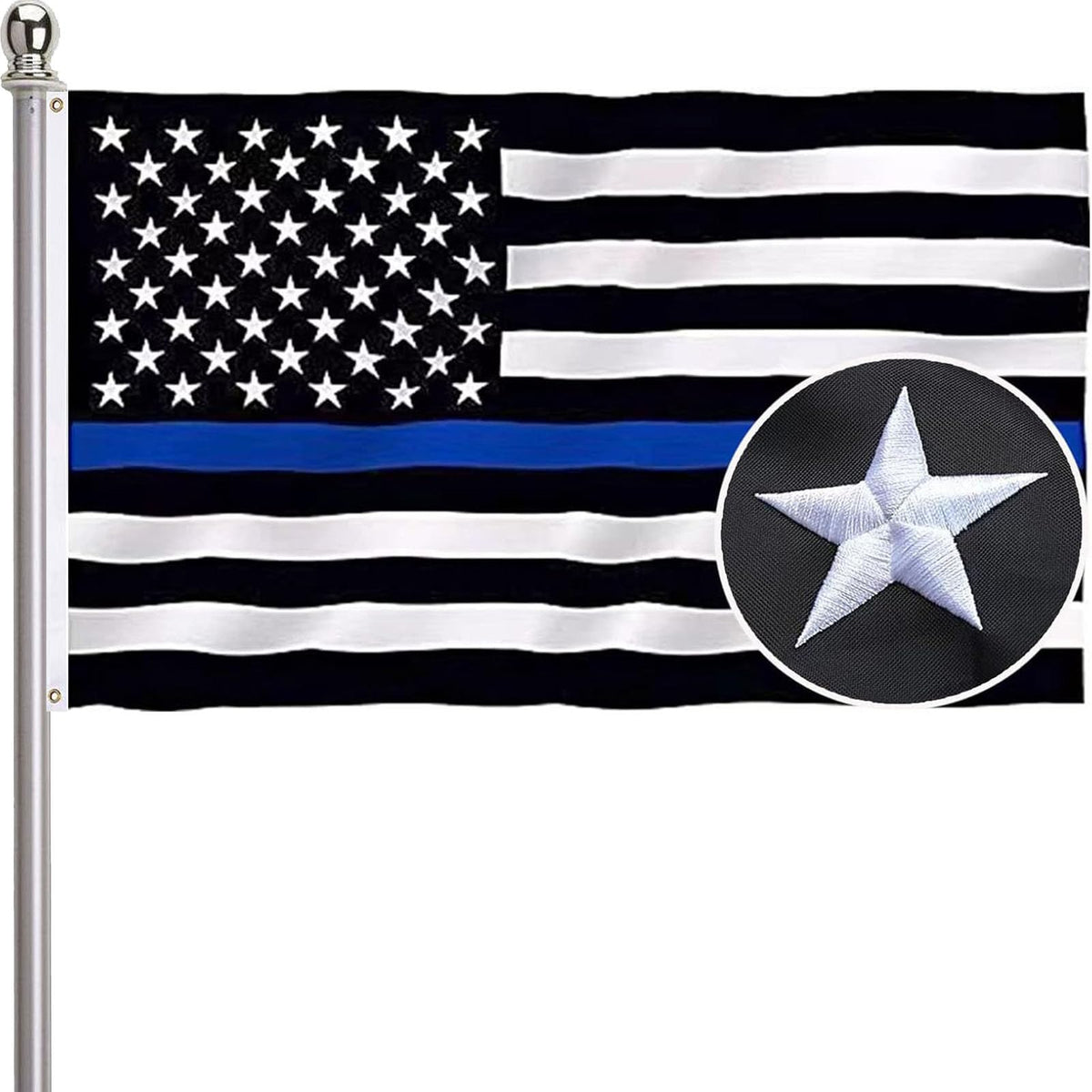 ducuh embroidered thin blue line flag 3x5 outdoor display with durable stitching