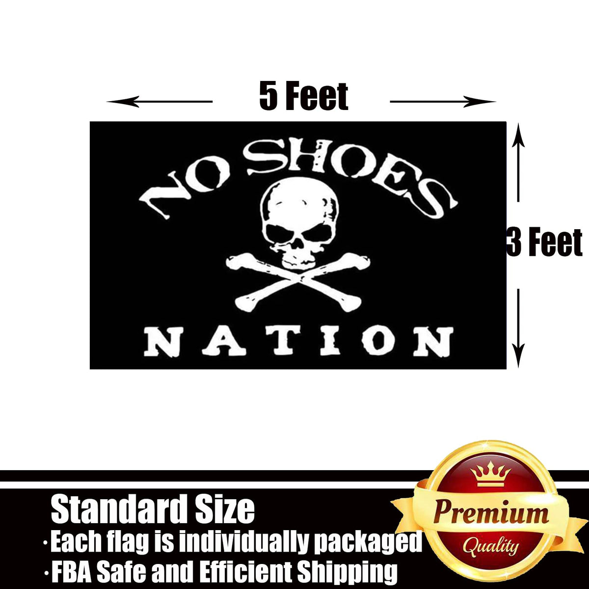 ducuh No Shoes Nation flag 3x5 large display for a bold outdoor statement.