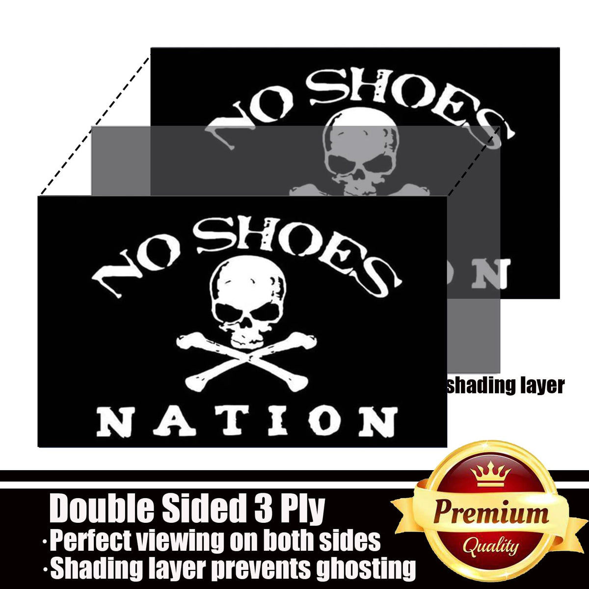 ducuh No Shoes Nation flag 3x5 made of UV-resistant polyester for long-lasting color.