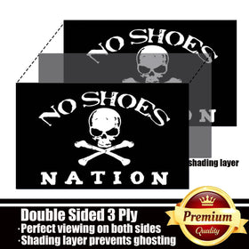 ducuh No Shoes Nation flag 3x5 made of UV-resistant polyester for long-lasting color.