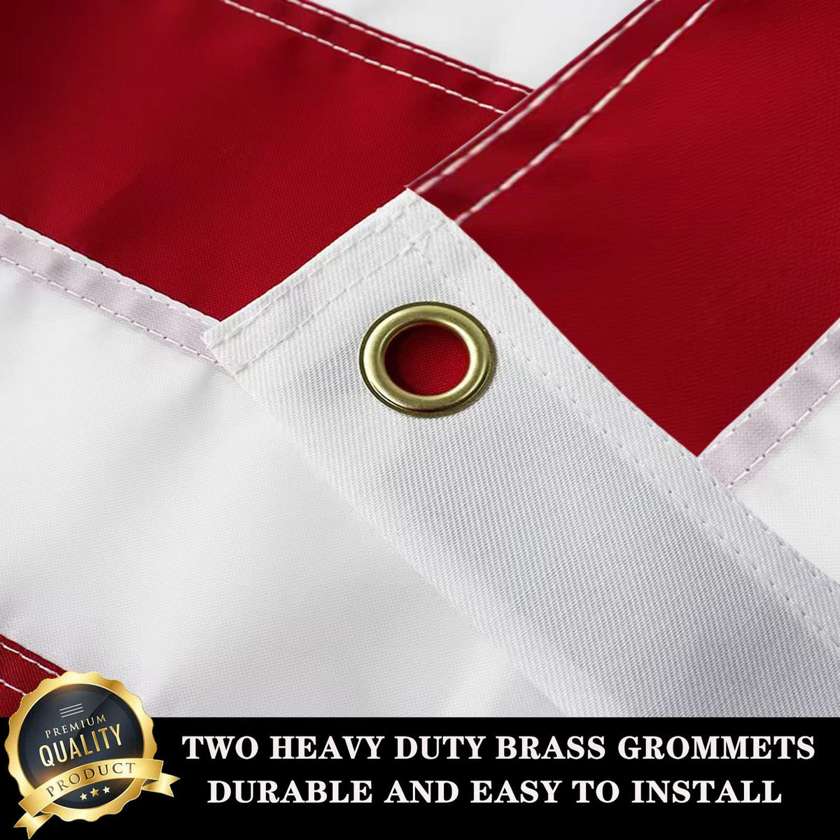Ducuh nylon flag surface offers lightweight, resilient display indoors or outdoors.