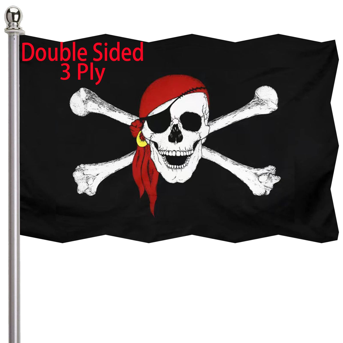 Ducuh pirate jolly roger flag 3x5 for outdoor display, UV resistant and bold