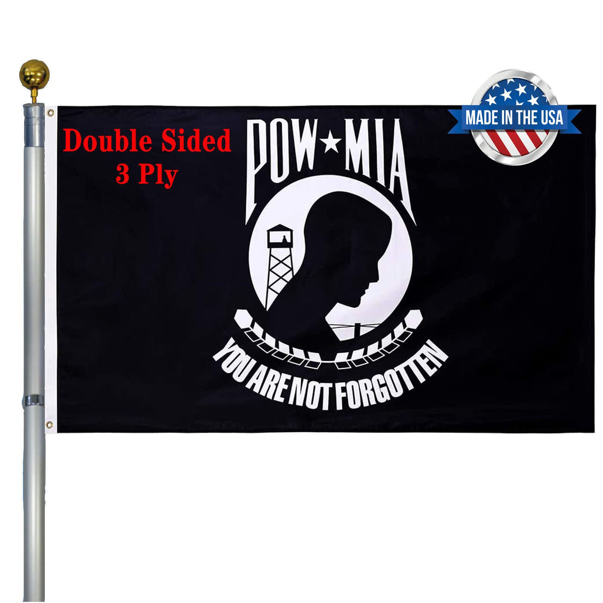 Ducuh Pow Mia Flag 3x5 outdoor double-sided design for vivid display