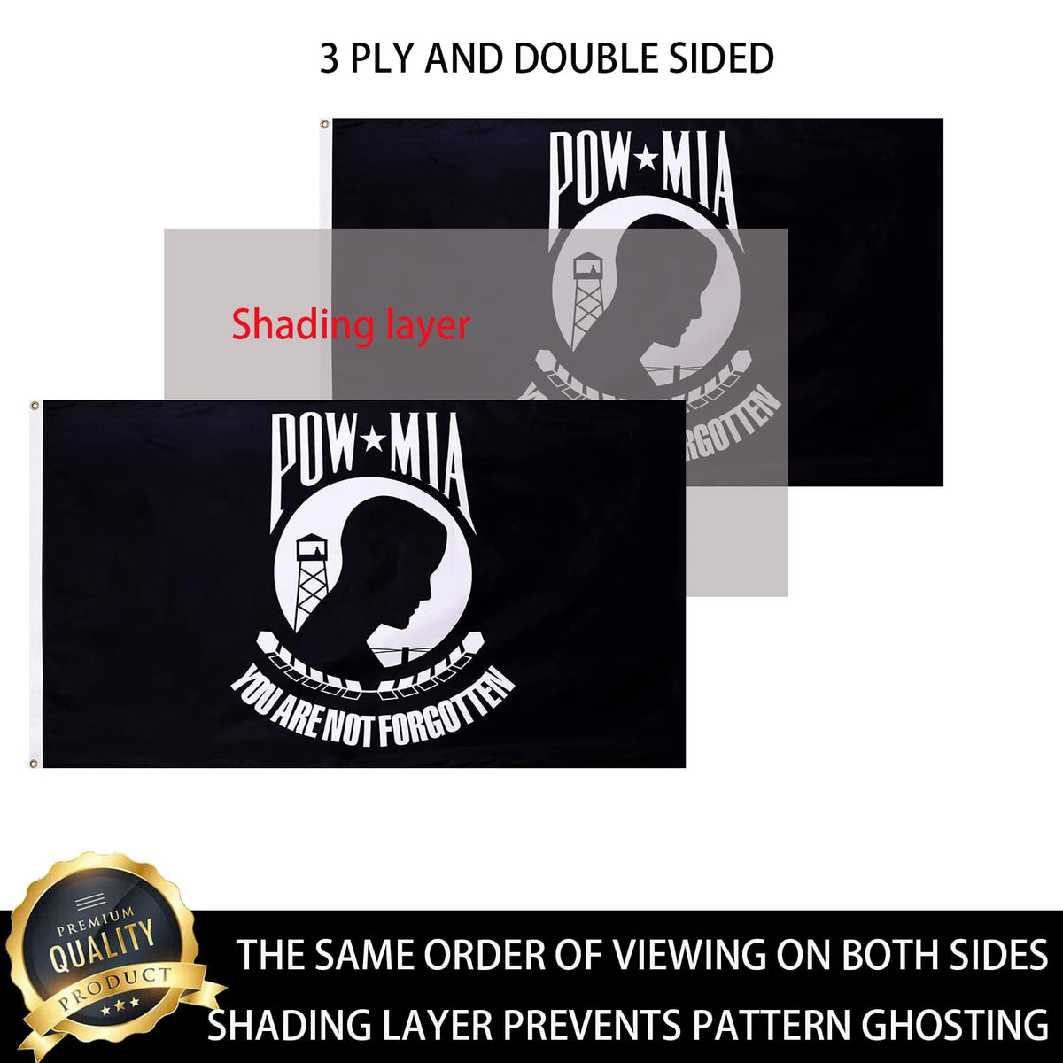 Ducuh Pow Mia Flag with brass grommets for easy hanging