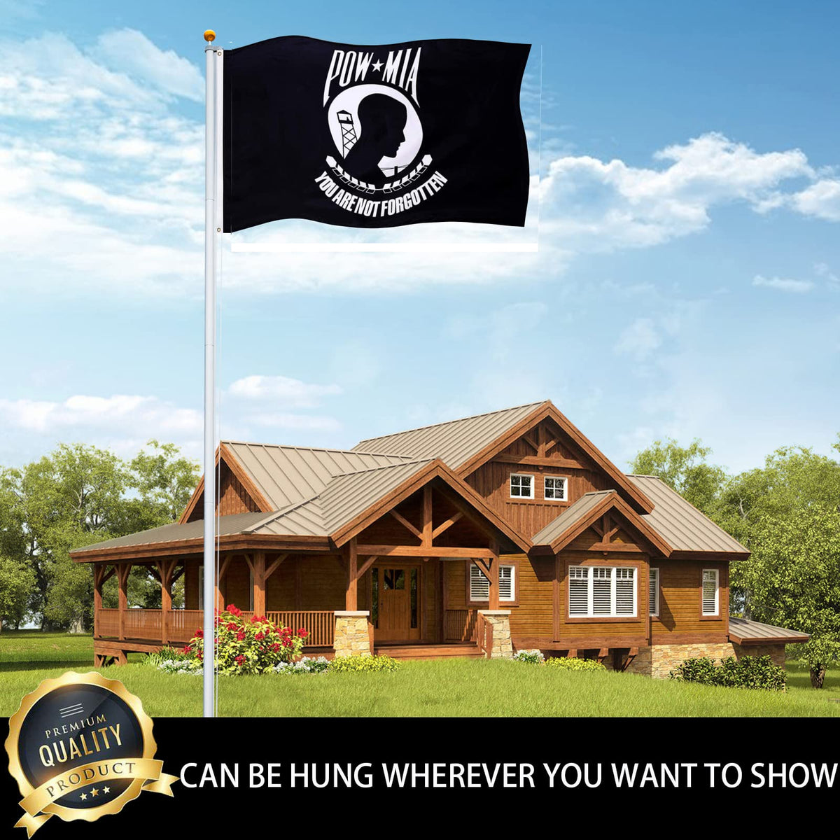 Ducuh Pow Mia Flag suits outdoor and indoor setups