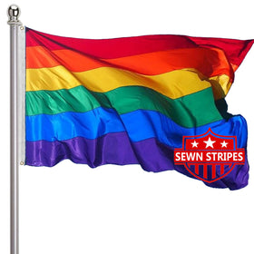 ducuh Rainbow Flag 3x5 outdoor flag fluttering on a sunny pole for outdoor events