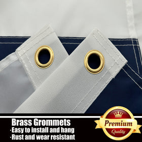 ducuh two brass grommets secure durable mounting on the flag.
