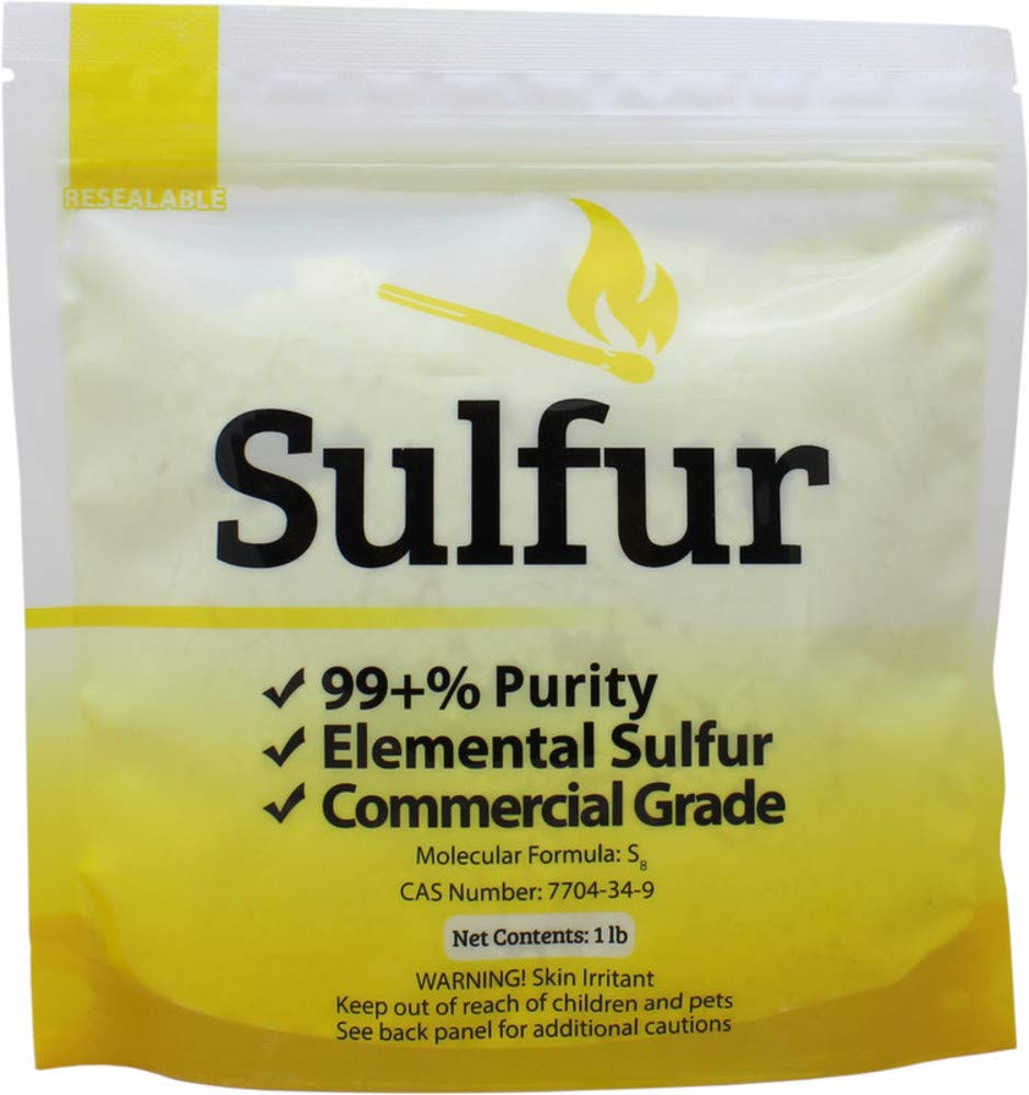 Duda Energy yellow sulfur powder packaging for soil pH adjustment and industrial use