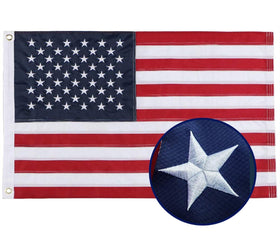 Duduta USA flag with embroidered stars for durable outdoor display.
