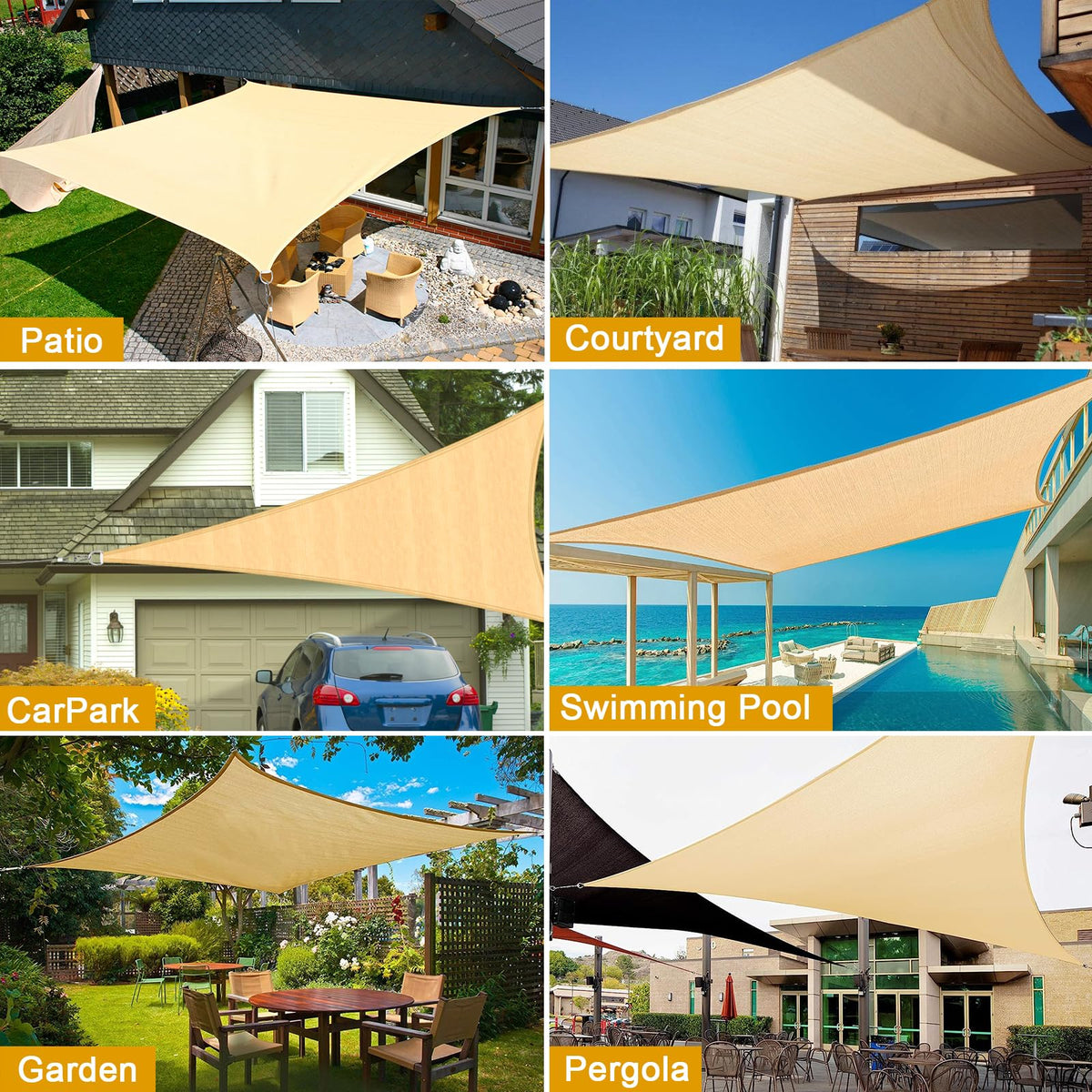 Duerer installation-setup supports square, rectangle, and triangle sails outdoors.