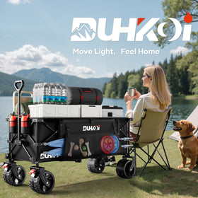 DUHKOI heavy-duty wagon ready for camping, shopping, or beach days.