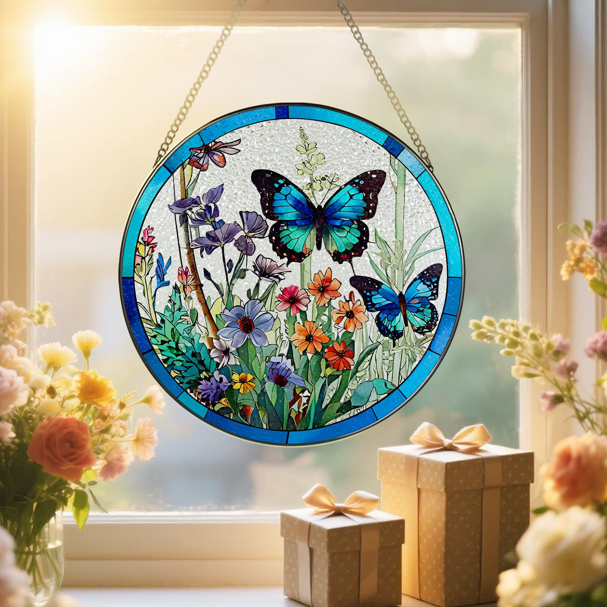 DUJITODOH butterfly suncatcher with included hook for easy hanging