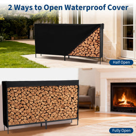 DUMOS firewood rack neatly stores logs for organized use.