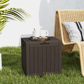 DUMOS hidden-handles lockable deck box offers easy access and security.