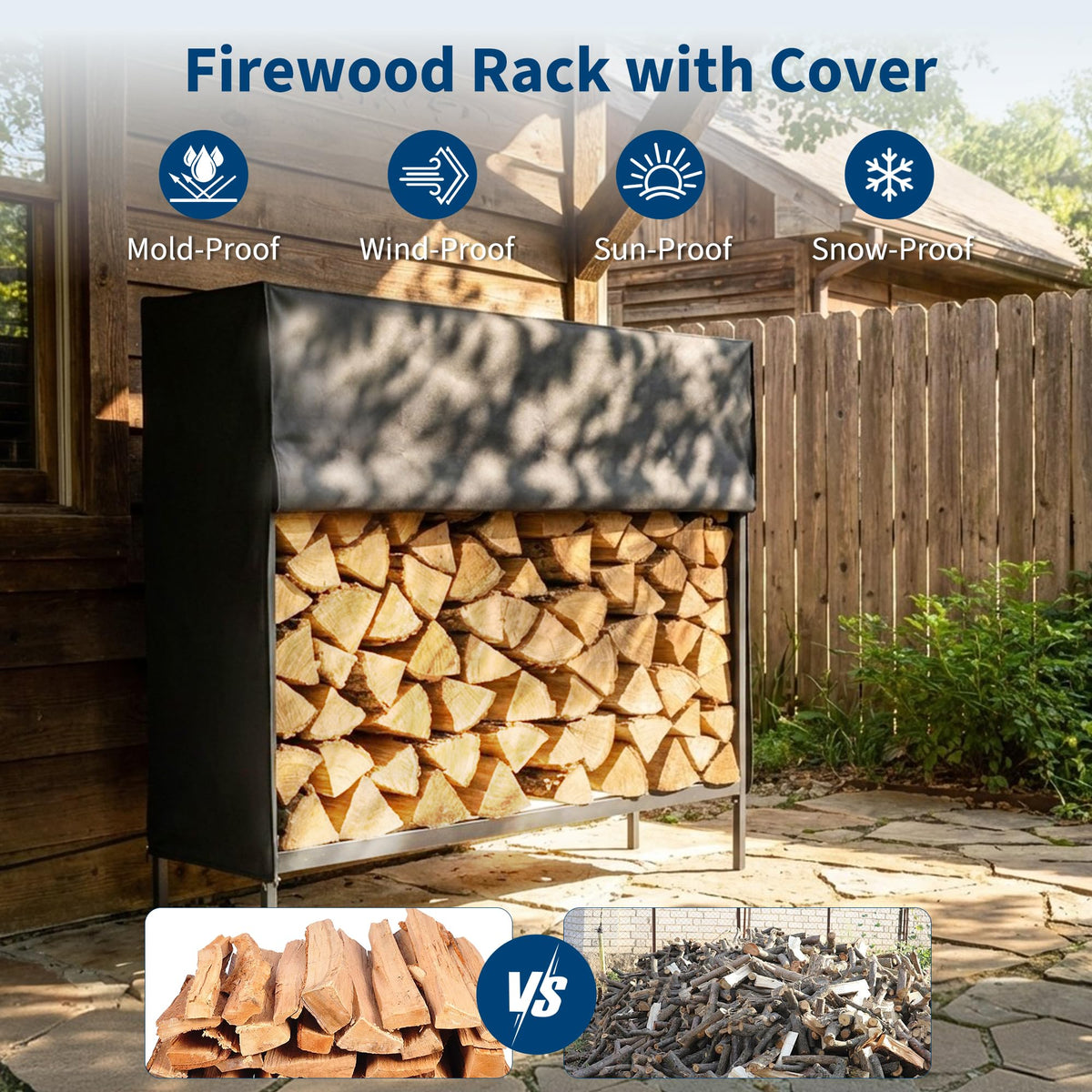 DUMOS large-capacity rack stores ample logs