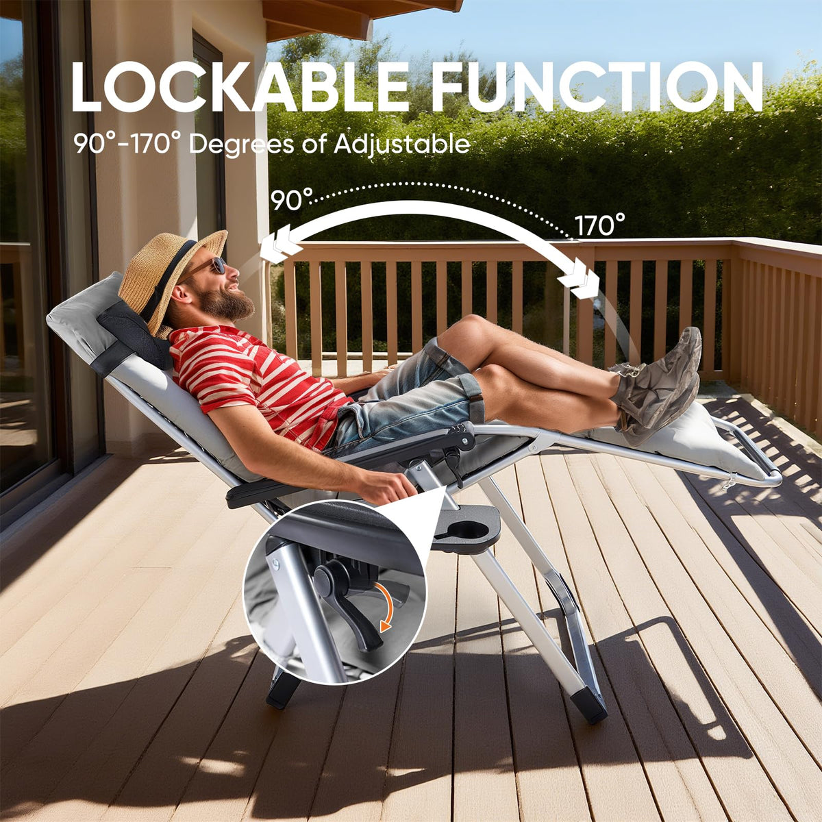 DUMOS outdoor chair suited for patio, lawn, beach, or poolside.