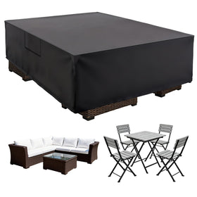 DUMOS rectangular-fit outdoor furniture cover protects deck chairs from rain and dust.