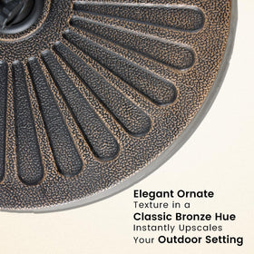 DUMOS 30LBS base close-up on bronze finish quality.