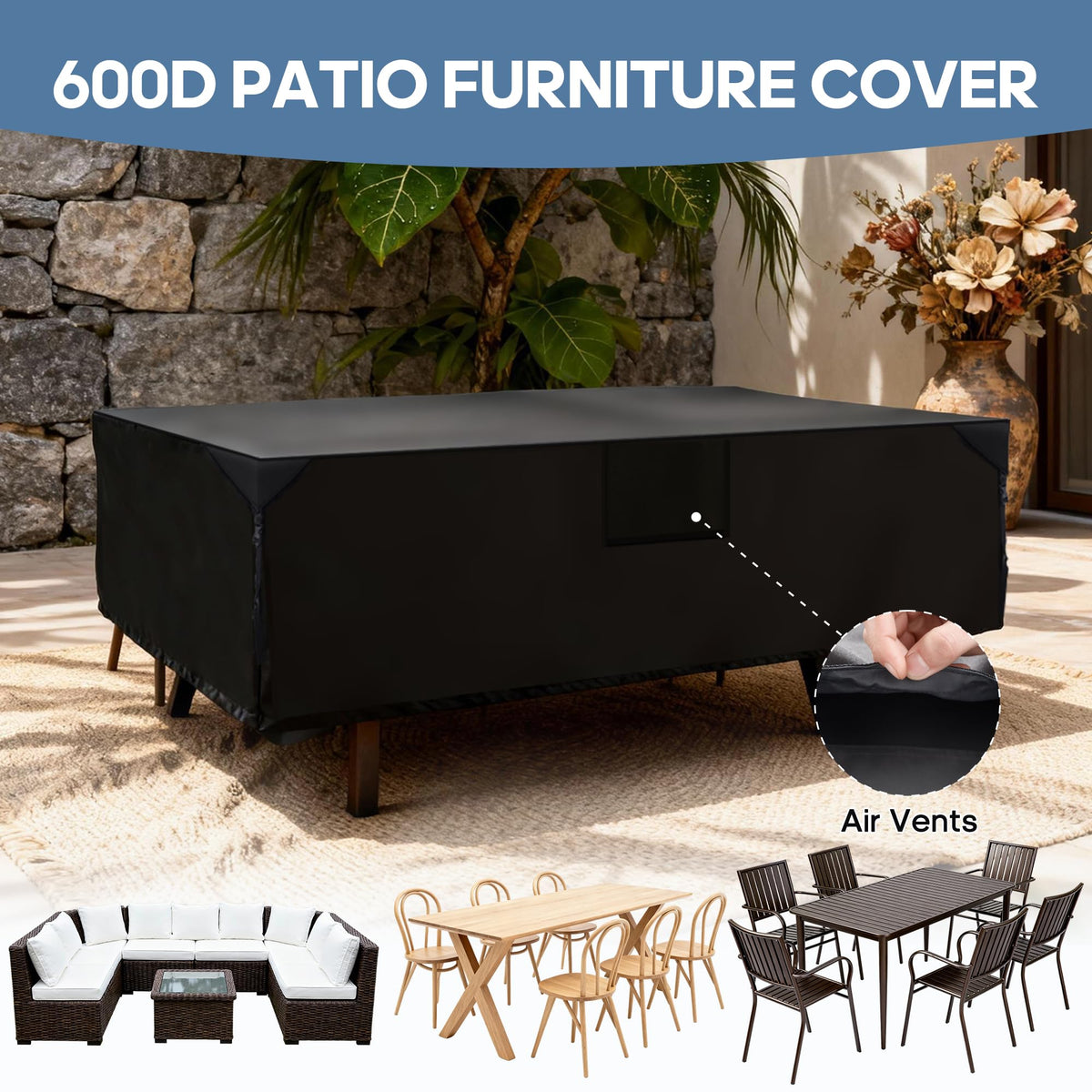 DUMOS UV-resistant fabric extends outdoor furniture life.