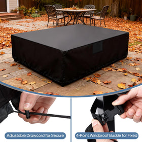 DUMOS waterproof backing blocks rain, snow, and bird droppings.