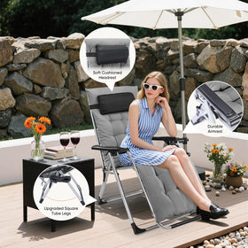 DUMOS ergonomic headrest supports comfortable lounging in adjustable positions.