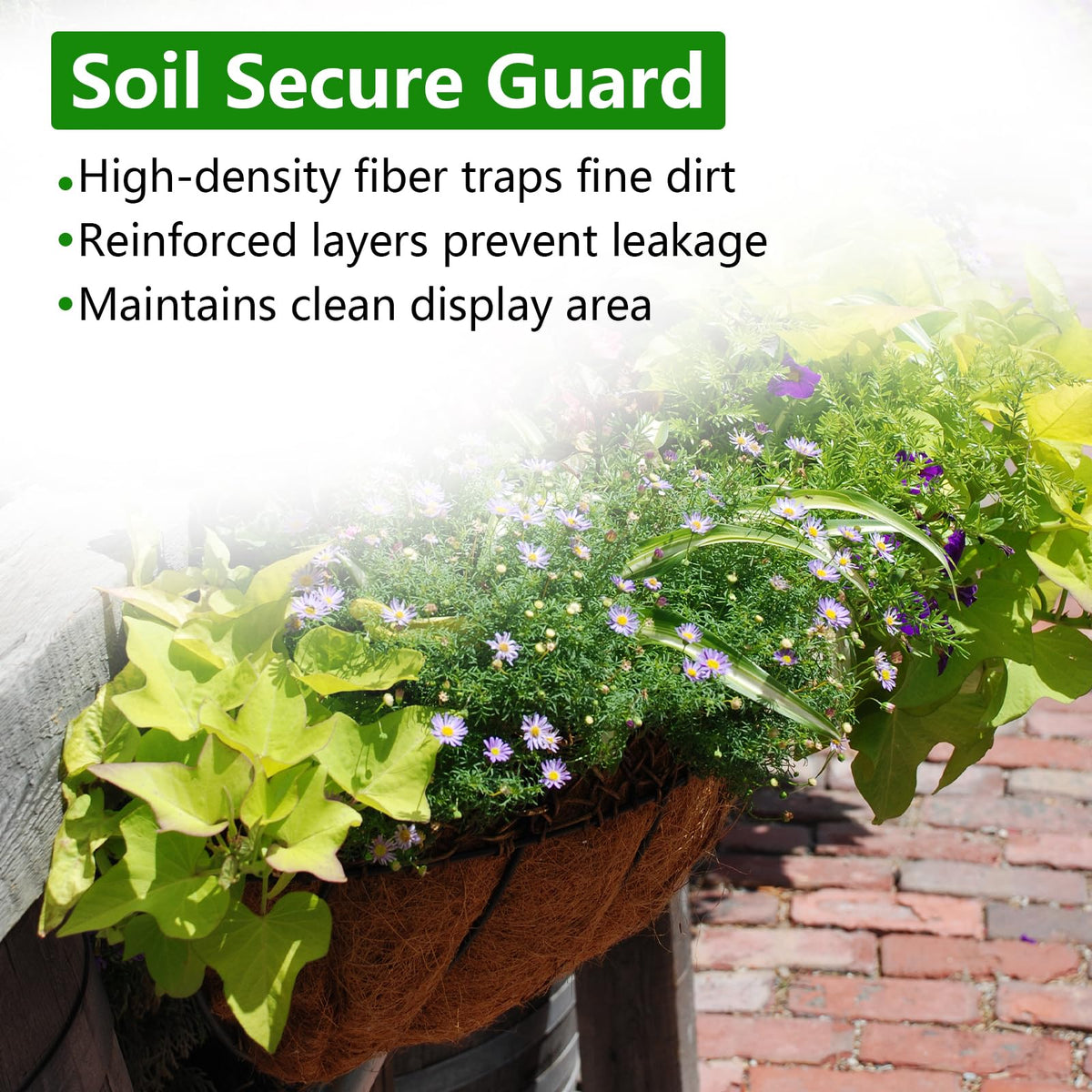 DUNCHATY 3D-structure coir liner keeps its form in moist conditions