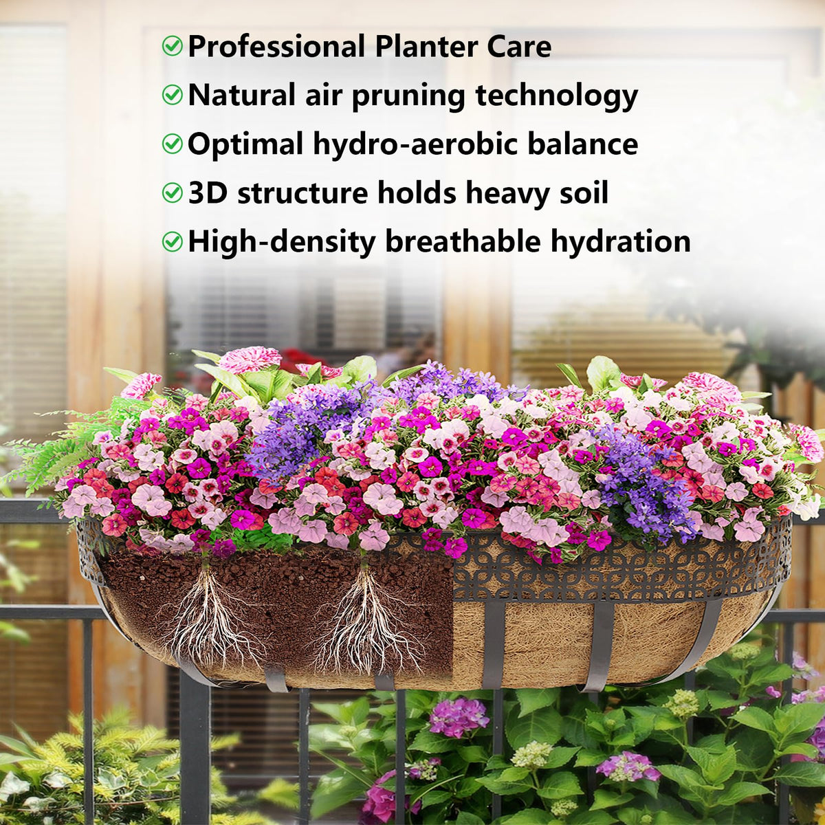 DUNCHATY coir liner for window box supports balanced moisture
