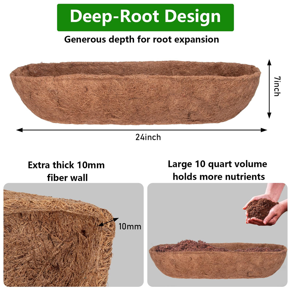 DUNCHATY ph-neutral coir liner provides safe root environment