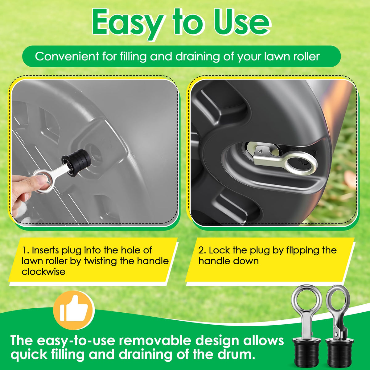 Dunkive drain plug supports easy drum fill and drain.