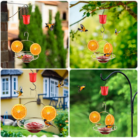 Dunkive metal oriole feeder in gold finish enhances garden decor.