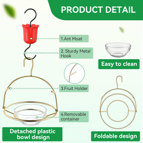 Dunkive oriole feeder two-part frame enables easy disassembly and storage.