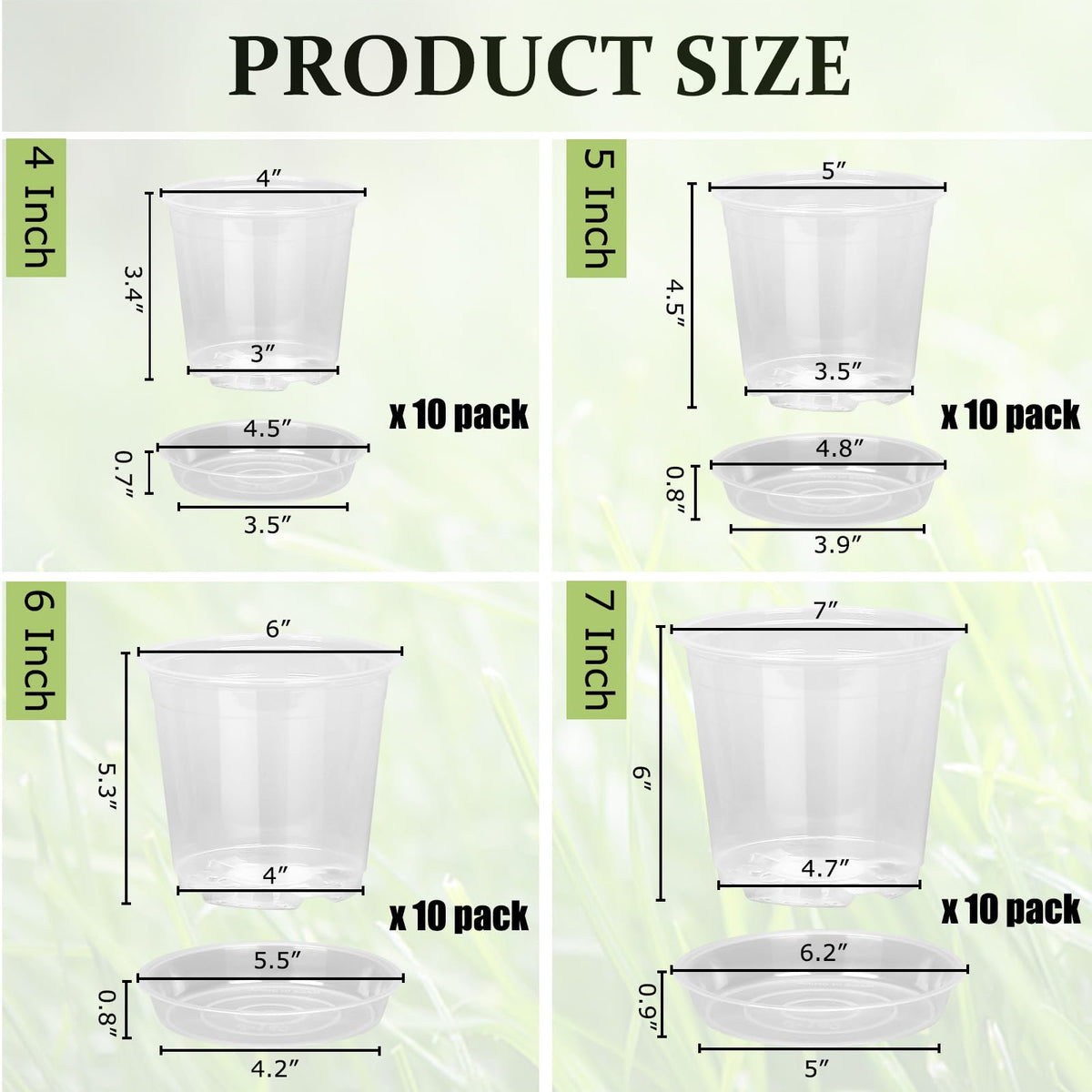 DUNPUTE 5-inch clear nursery pot with drainage supports easy moisture monitoring.