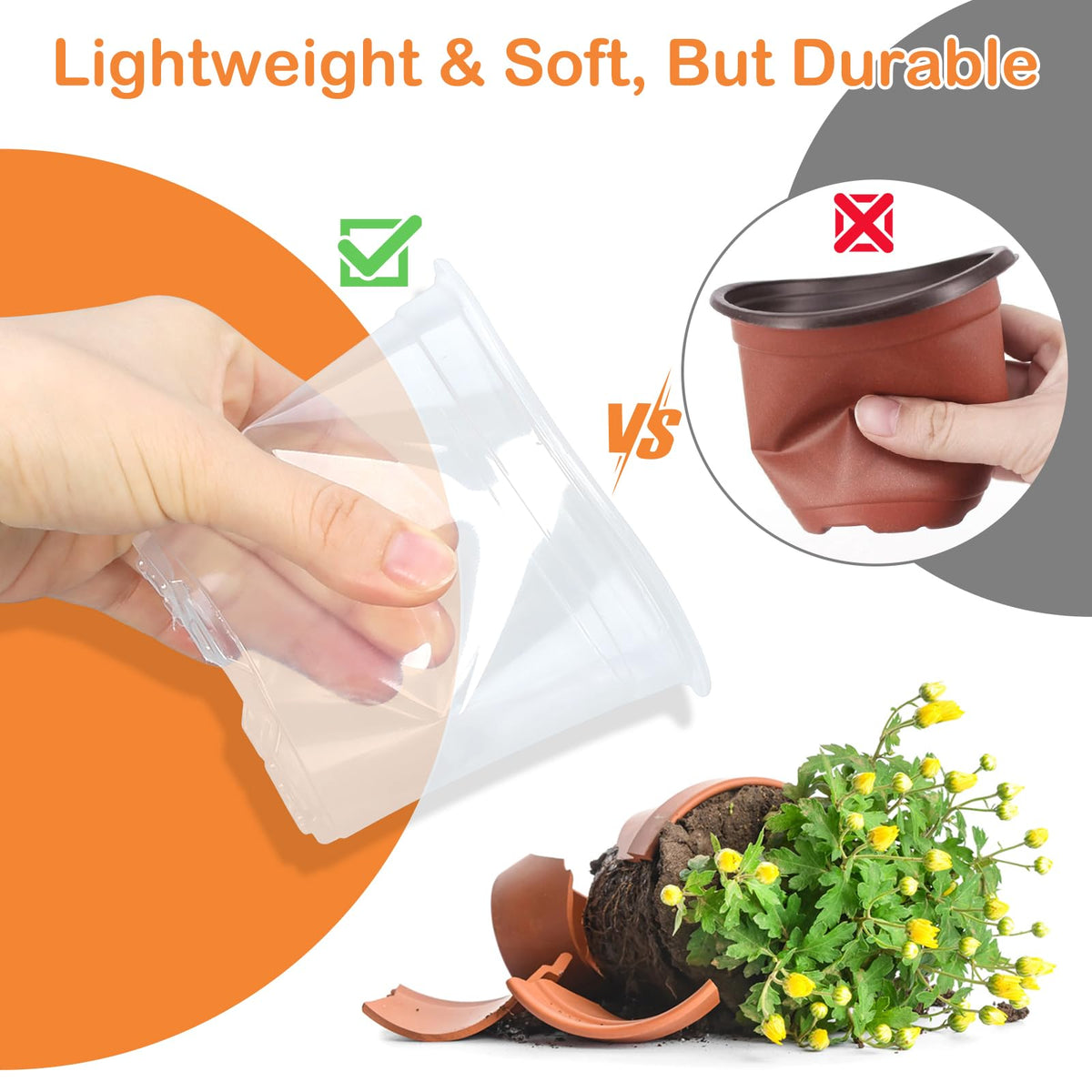 DUNPUTE 5-inch clear nursery pot ideal for seedlings and early root development.